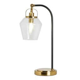 BHS Saskia Bubble Glass Arc Table Lamp, Satin Brass