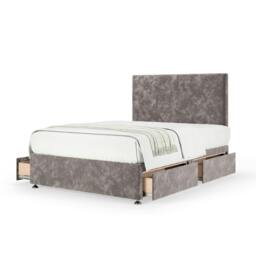 Memory Maestro Memory Foam Silver Chenille 4 Drawer Divan Set And Valencia Headboard Super King