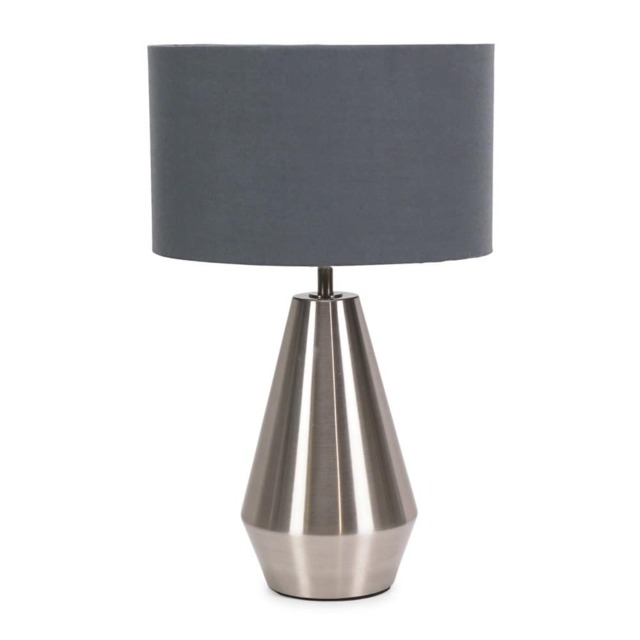 ValueLights Jax Brushed Chrome Touch Table Lamp Charcoal Shade