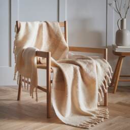 Helsinki Mohair Natural Brown Cream Throwover Bed Throw Blanket 127 x 152cm