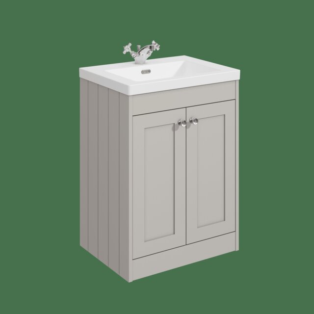 Balterley Floor Standing 2 Door Unit with Minimalist Basin 1 Tap Hole - Set B Grey 800 x 600 x 453mm