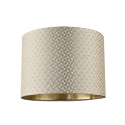 Light Shimmer Taupe Drum Lamp Shade with Inner Champagne Gold Lining Cream Taupe 1