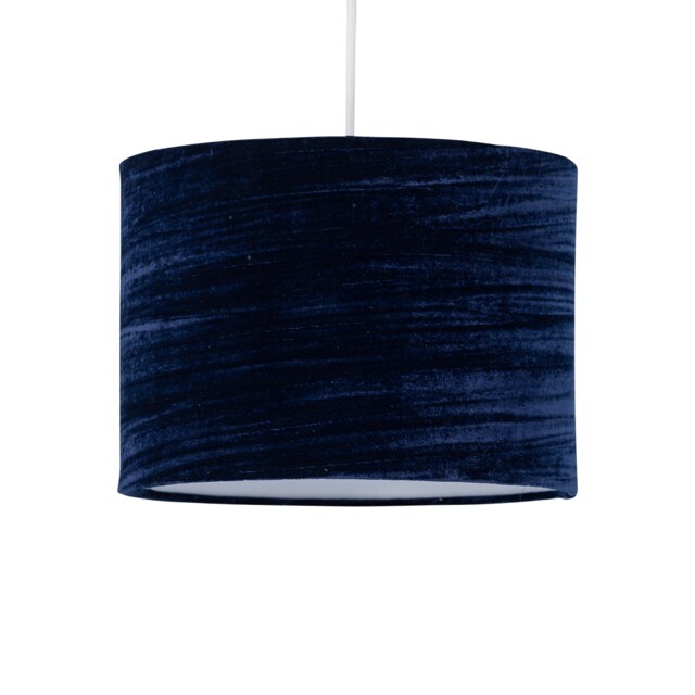 Navy Blue Crushed Velvet 25cm Pendant Lightshade Blue Medium 1