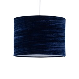 Navy Blue Crushed Velvet 25cm Pendant Lightshade Blue Medium 1