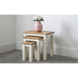Ivory and Oak Nest of 3 Tables White White