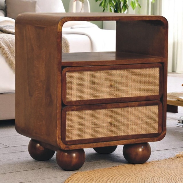 Artisan Furniture Solid Wood Larissa 2 Drawer Chestnut Nightstand