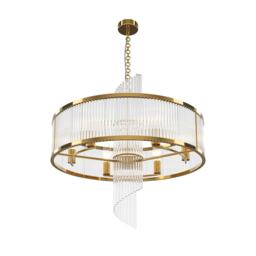 Frame Modern 58cm Cylindrical Pendant Ceiling Light Gold 6xE14 Glass Shade