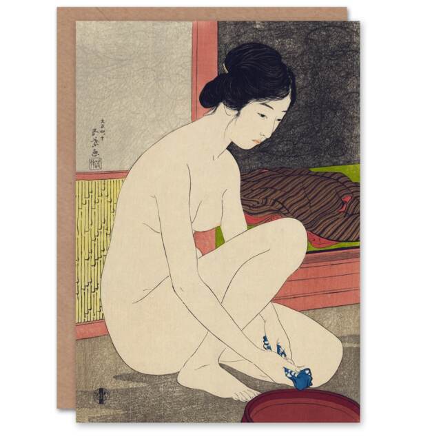 Goyo Hashiguchi Japanese Art Card Woman After Bath Portrait