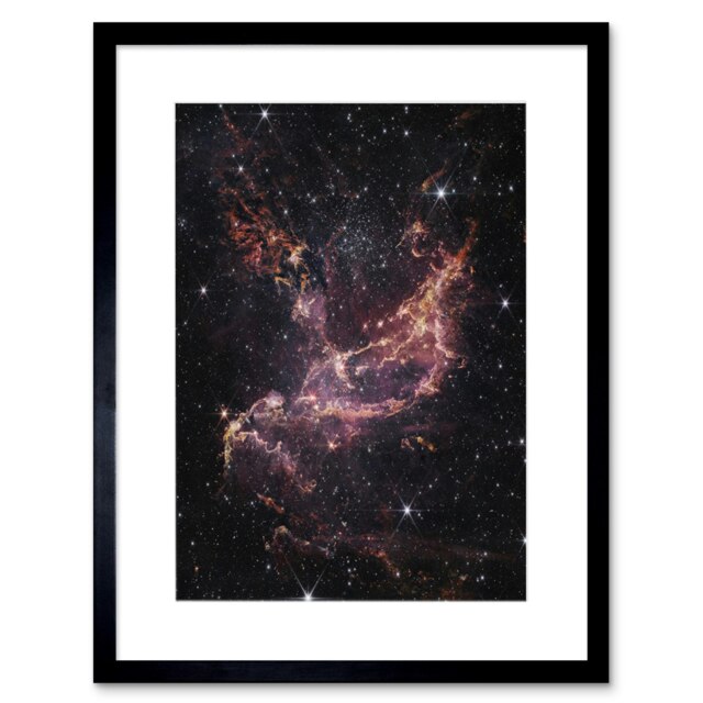 "NASA Webb Telescope Dusty Ribbons Star Formation 9x7"" Black Framed Wall Art Print"