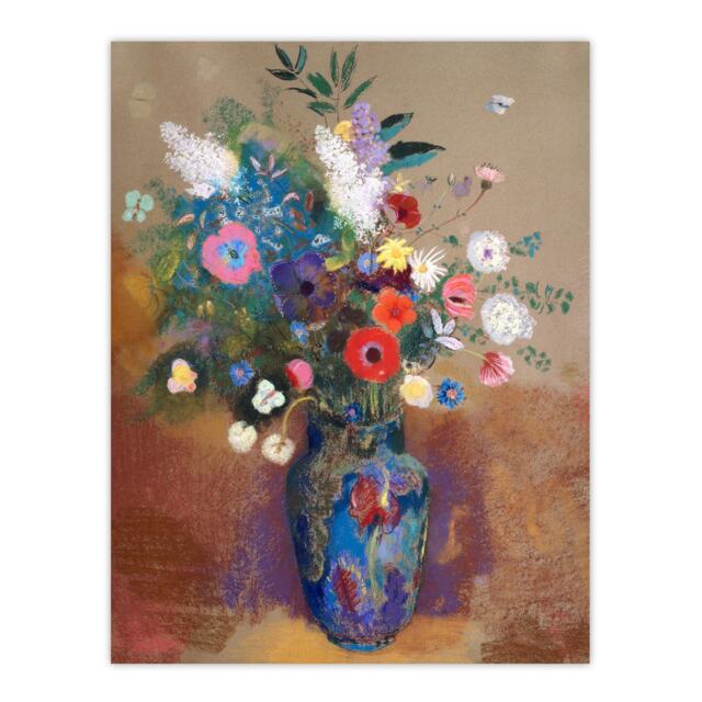 "Bouquet of Flowers in a Vase Redon Vintage Wall Art Poster Print 12X16"""