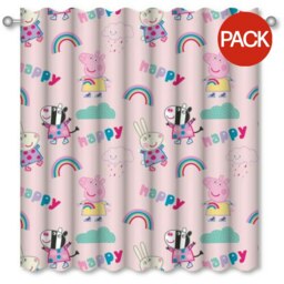 Peppa Pig Storm Pencil Pleat Curtains (Pack of 2) - Pink - 137cm x 168cm Pink
