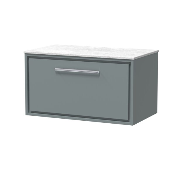 Balterley Framed Design Wall Hung Single Drawer Vanity with Marble Worktop Grey Monument Grey 449 x 810 x 460mm