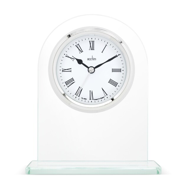Acctim Ascott Mantel Clock Quartz Glass Energy Efficient Movement Chrome