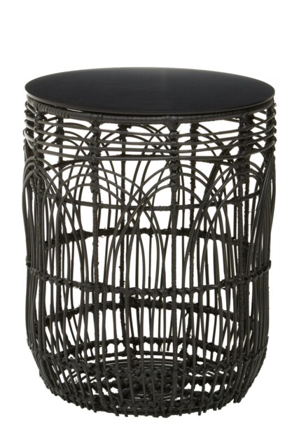 Orsina Versatile Design Round Rattan Table, Industrial Design Bedroom Table, Everyday Use Side Table For Lounge