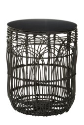 Orsina Versatile Design Round Rattan Table, Industrial Design Bedroom Table, Everyday Use Side Table For Lounge