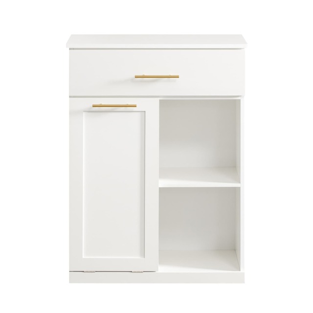 SoBuy Bathroom Cabinet with Pull-Out Basket, Drawer & 2 Shelves, White, 26.0x14.6x37.4 inches, 27.7 kg - BZR66-W