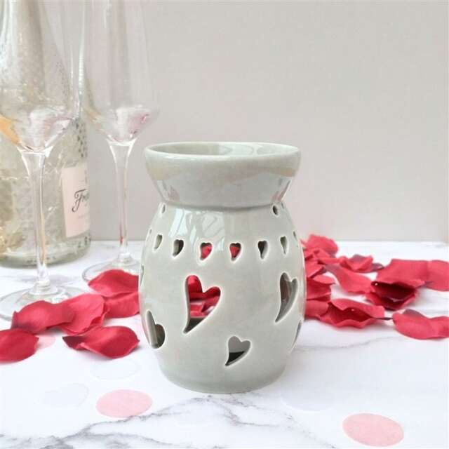 Grey Ceramic Cutout Hearts Wax Melter