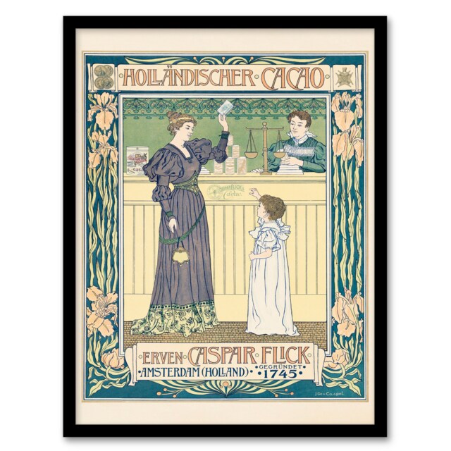 Johann Georg van Caspel Framed Wall Art Hollandischer Cacao Advert Home Décor