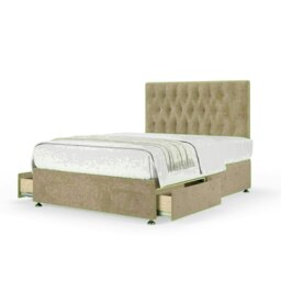 Mink Naples Velvet 2 Drawer Divan Base and Lona Headboard Small Double