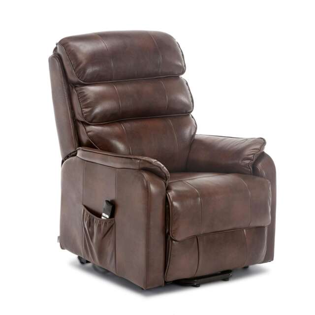Buckingham Dual Motor Electric Rise Recliner Bonded Leather Chair (Brown)