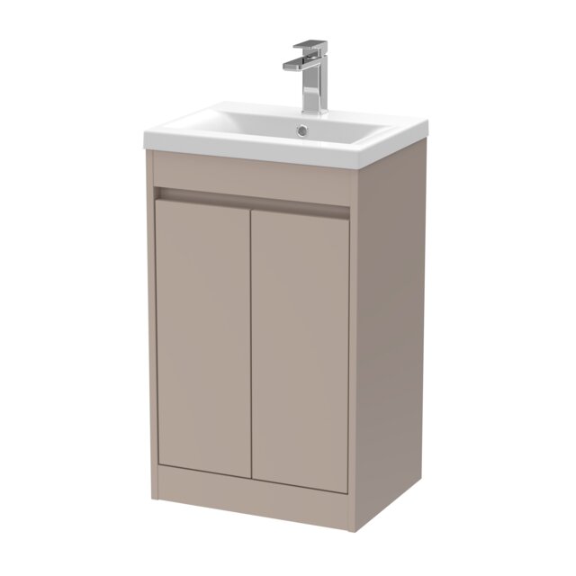 Balterley Chartley Contemporary Floor Standing 2 Door Vanity Basin Unit, Mid-Edge Basin, 500mm, Taupe