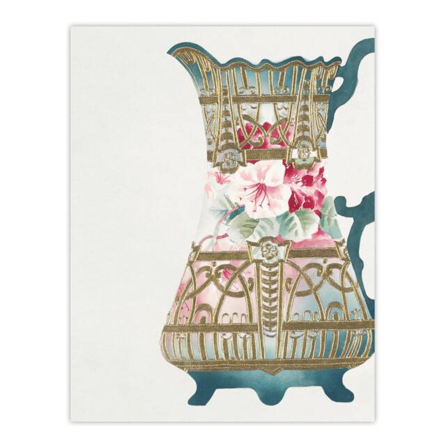 "Design For Ewer Vintage Floral Vintage Wall Art Print Noritake 18x24"""