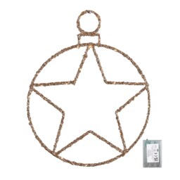 49cm Battery Powered Light up Christmas Gold Star Ball with Twinkling Warm White LEDs