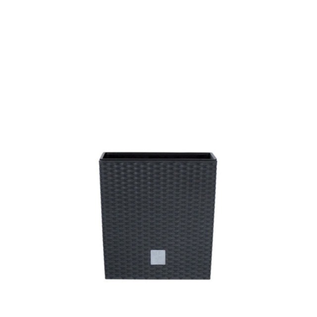 17cm Rato Rattan Design Plant Pots Square -1-2 Pack Black Black & Set of 1 1