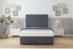 "Sloomy Manhattan Steel Plush Ottoman Bed With Mattress With 26"" Strutted Headboard 3' Single"
