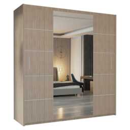 Sliding Wardrobes 4U Alfa Double Sliding Door Wardrobe W150cm x H217cm Brown 150cm