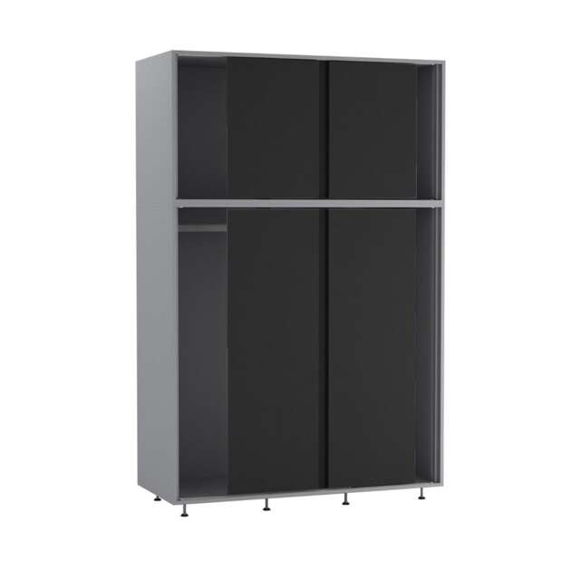 URBNLIVING 6 Sliding Doors Wardrobe Multi Grey Carcass + Black Doors 1