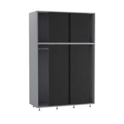 URBNLIVING 6 Sliding Doors Wardrobe Multi Grey Carcass + Black Doors 1