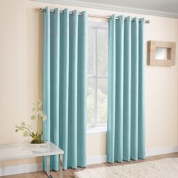 Enhanced Living Vogue Sky Blue 90 x 108 inch (229x274cm) Eyelet Thermal Noise reducing Dim Out Curtains (PAIR) Blue Sky Blue 2