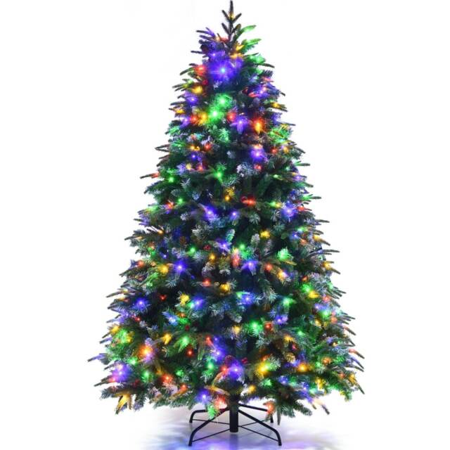 COSTWAY 6FT Pre-Lit Artificial Christmas Tree 350 LED Lights Green 6ft