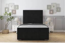 "Sloomy Harrington Black Plush Bed Frame With Mattress With 50"" Upholstered Headboard 3' Single"