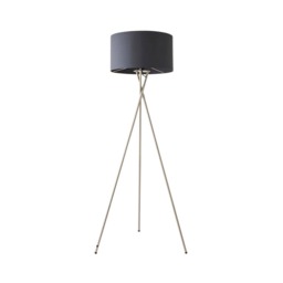 ValueLights Camden Brushed Chrome Tripod Floor Lamp Charcoal Shade and Bulb