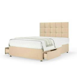 Neptune Spring Natural Plush Velvet 2 Drawer Divan Set And Pearl Headboard King Size