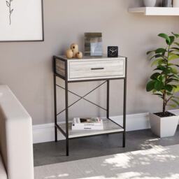 Vida Designs Brooklyn 1 Drawer Console Table With Shelf, Grey