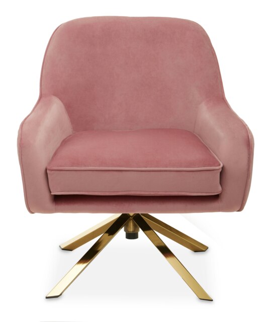 Orsina Pink Armchair with Velvet Upholstery, Angular Base with Gold Finish, Velvet Dining Chair for Living Room