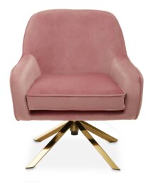 Orsina Pink Armchair with Velvet Upholstery, Angular Base with Gold Finish, Velvet Dining Chair for Living Room