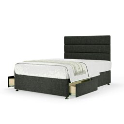 Charcoal Linen 2 Drawer Divan Base and Milan Headboard Double