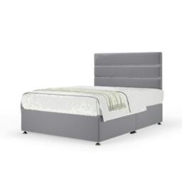 Silver Plush Velvet No Drawer Divan Base and Milan Headboard Double
