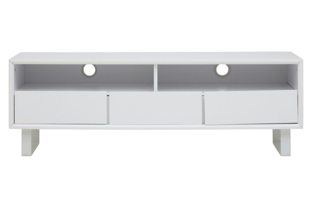 Orsina Contemporary White High Gloss Media Cabinet Gloss Finish TV Cabinet For Livingroom Functional TV Unit