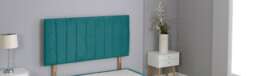 "Green Plush Velvet 9 Panel Headboard Green 4FT Small Double 26""inch Headboard"