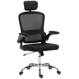 HOMCOM High Back Mesh Computer Desk Chair with Lumbar Support, Black Black