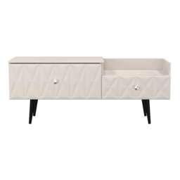 Toledo 2 Drawer 2 Level Media Unit in Kashmir Matt (Ready Assembled) Cream Kashmir Matt