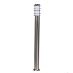 ValueLights Wharf Pair Silver 1m Outdoor Bollard Lights and Warm White Bulb