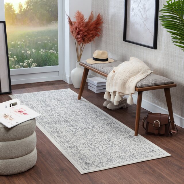 LIVABLISS Roma-Vintage Traditional Boho Rug 80 x 220 cm Off-White Grey Charcoal