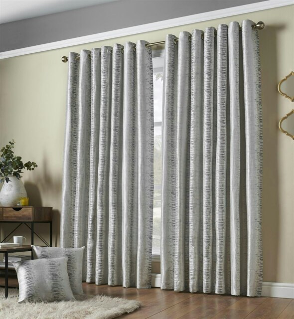 Reflect Ring Top Lined Curtains - 168cm x 229cm - Silver