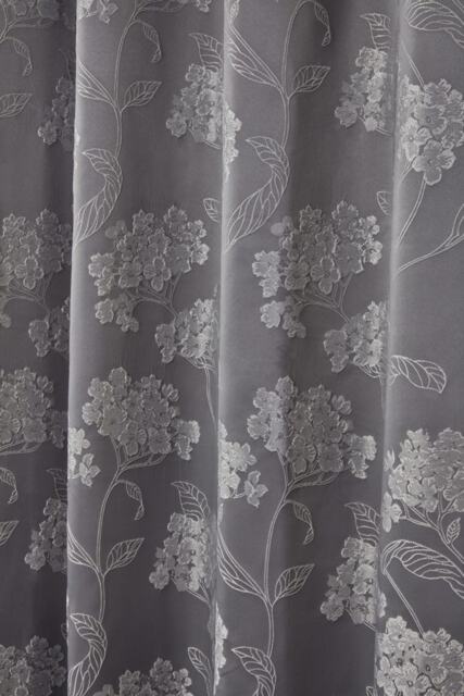 English Garden Lined Eyelet Jacquard Curtains 168cm x 137cm Silver Grey Grey